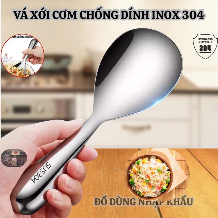 Vá xới cơm POYZ chống dính chất liệu Inox 304 sáng bóng hàng xuất Nhật
