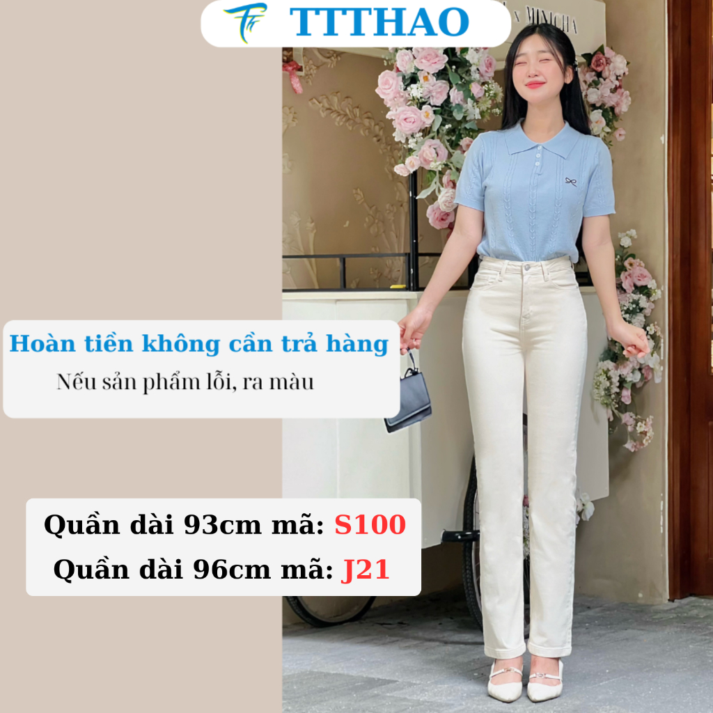 Quần Jean Nữ Ống Đứng 96cm TTTHAO Cao Cấp vải SIÊU MÁT, Dáng Vintage Straight,  Phong Cách basic J21
