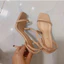 Sandal Mũi Vuông Hở Gót Màu Nude Cao 7-9cm(N.hg)