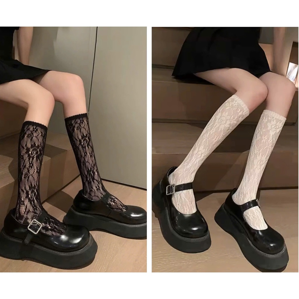 Tất ren bắp chân nữ Ulzzang Hàn Quốc DANDAL – Tất hoa ren thời trang phối boots, giày Mary Jane, giày búp bê siêu xinh