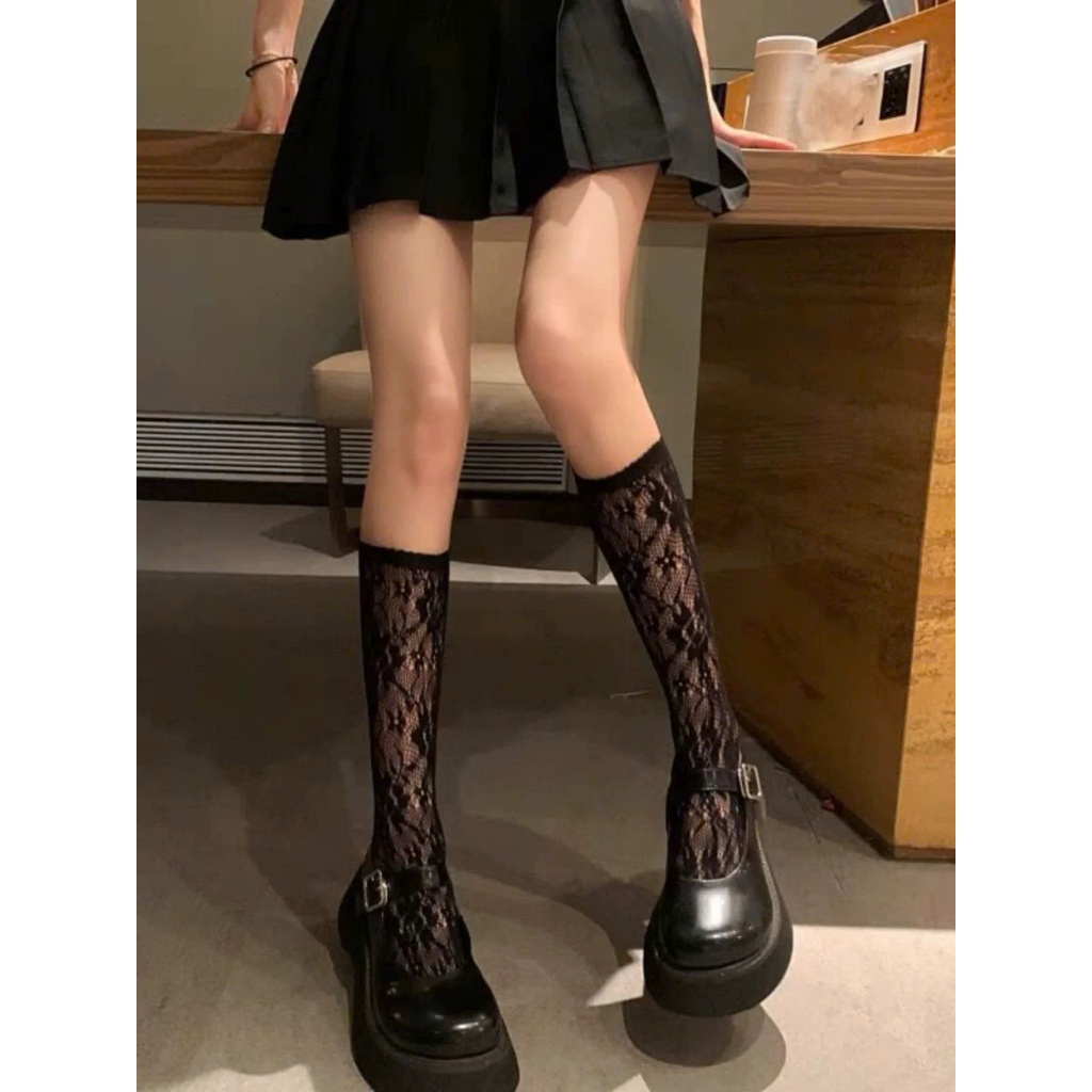 Tất ren bắp chân nữ Ulzzang Hàn Quốc DANDAL – Tất hoa ren thời trang phối boots, giày Mary Jane, giày búp bê siêu xinh