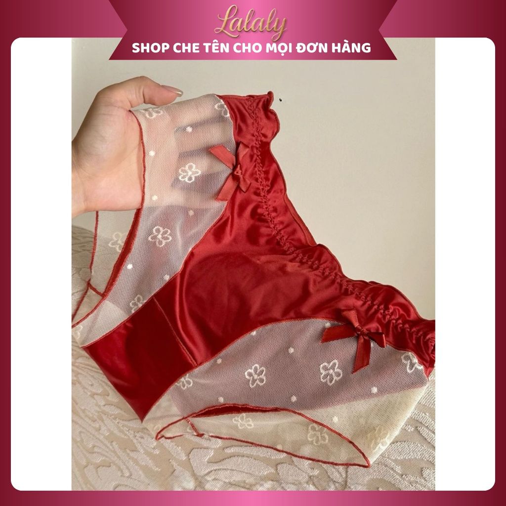 Quần lót lụa ren lụa đỏ Lalaly L02 - quần lót mềm mịn, quyến rũ, sang trọng từng đường nét