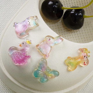 Set 10 Sticker, Charm 3D chủ đề thiên nga đa sắc DIY gắn Dép Sục, Cá Sấu JB-113 Mita