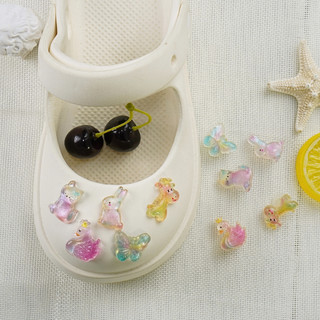 Set 10 Sticker, Charm 3D chủ đề thiên nga đa sắc DIY gắn Dép Sục, Cá Sấu JB-113 Mita