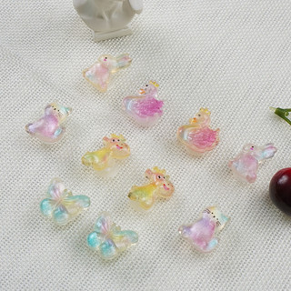 Set 10 Sticker, Charm 3D chủ đề thiên nga đa sắc DIY gắn Dép Sục, Cá Sấu JB-113 Mita
