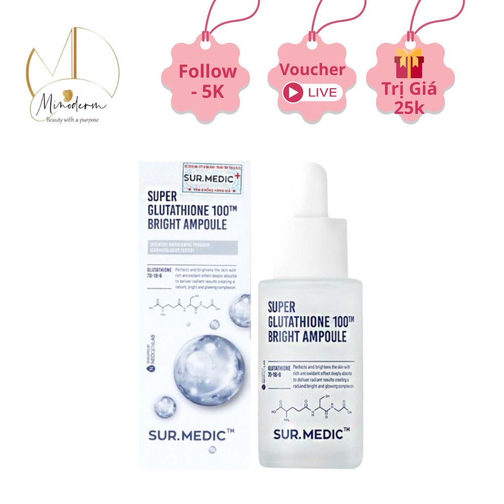 Huyt Thanh Dng Trng SUR.MEDIC+ Super Glutathione Bright Ampoule serum  lm sng da, gim thm | Shopee Vit Nam