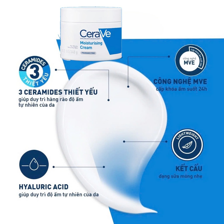 Kem Bôi Tiêu Chuẩn - Kem Dưỡng Ẩm Cerave 340G – Cấp Ẩm Sâu Cho Da Khô