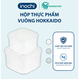 Hộp thực phẩm vuông Hokkaido Inochi - kháng khuẩn chịu nhiệt cao, dùng trữ thực phẩm khô tươi sống tiện lợi