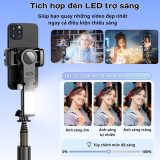 Gimbal Q18 - Gymbal điện thoại quay phim chống rung hỗ trợ quay phim, chụp ảnh chuyên nghiệp xoay 360 độ có đèn Led
