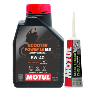 Combo Dầu nhớt xe tay ga Motul Scooter Power LE 4T 5W40 0.8L và Dầu hộp số xe tay ga SCOOTER GEAR PLUS 80W90 0.120L