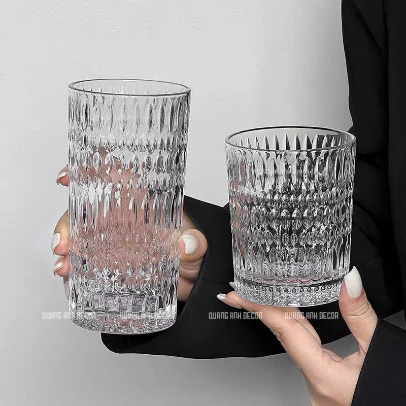 Cốc Thuỷ Tinh kẻ sọc phong cách Nhật Bản|Ly Thuỷ Tinh Decor Nhà Hàng Phong Cách Hàn Quốc|Ly Cocktail
