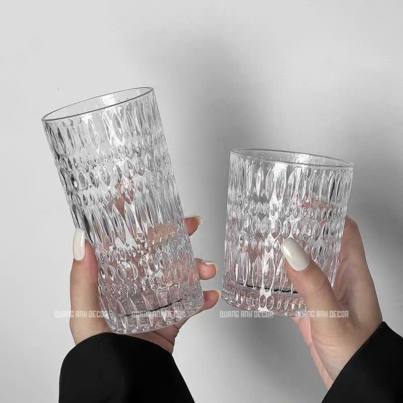 Cốc Thuỷ Tinh kẻ sọc phong cách Nhật Bản|Ly Thuỷ Tinh Decor Nhà Hàng Phong Cách Hàn Quốc|Ly Cocktail