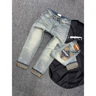 Quần jean nam cao cấp 2 màu xanh điểm hoạ tiết tinh tế – form slim fit trẻ trung, phong cách thời trang đường phố