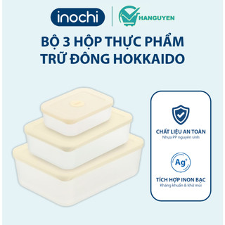 Bộ 3 hộp trữ đông Hokkaido Inochi - kháng khuẩn ion bạc giữ thực phẩm tươi ngon, an toàn sức khỏe
