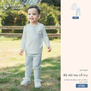 6m - 4y | Bubaby Bộ dài tay cổ trụ BCT110305 cao cấp cho bé trai và bé gái chất liệu mềm mại, giữ ấm, an toàn cho da bé