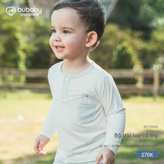 6m - 4y | Bubaby Bộ dài tay cổ trụ BCT110305 cao cấp cho bé trai và bé gái chất liệu mềm mại, giữ ấm, an toàn cho da bé