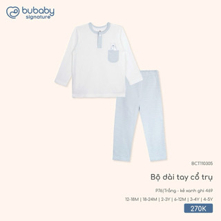 6m - 4y | Bubaby Bộ dài tay cổ trụ BCT110305 cao cấp cho bé trai và bé gái chất liệu mềm mại, giữ ấm, an toàn cho da bé