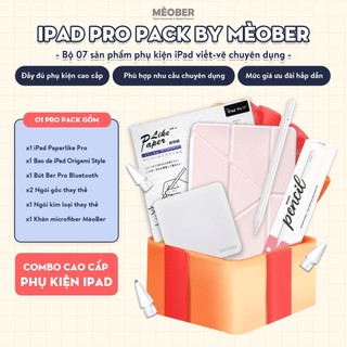 Combo phụ kiện iPad Pro Pack - Gồm 01 Bút Cảm ứng, 01 Ốp Origami khe bút cố định, 01 dán màn hình Paperlike Pro, 01 Khăn