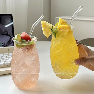 Cốc THỦY TINH họa tiết hình quả dứa dễ thương 480 ML CHỊU NHIỆT | Ly uống sinh tố, nước ép, DECOR
