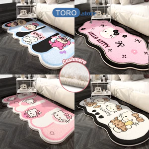 Thảm Chùi Chân Lông Cừu Hello Kitty 50*120cm, Thảm Dài Trải Sàn Phòng Ngủ Cashmere Mềm Mại