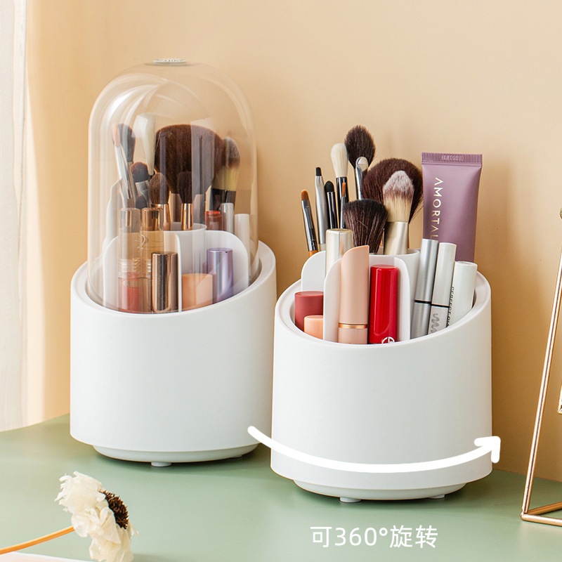 Hộp đựng cọ trang điểm nhiều ngăn xoay 360 độ để bàn trong suốt