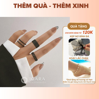 [🔥XƯỞNG SALE SẬP SÀN🔥] Set 3 Nhẫn Hở Màu Đen Có Thể Điều Chỉnh Kích Cỡ R125