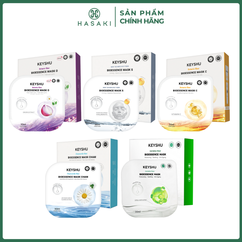 Hộp 10 Mặt Nạ Keyshu Nâng Cơ Săn Chắc, Cấp Ẩm Phục Hồi, Dưỡng Sáng Mịn Da, Ngừa Lão Hóa 30ml
