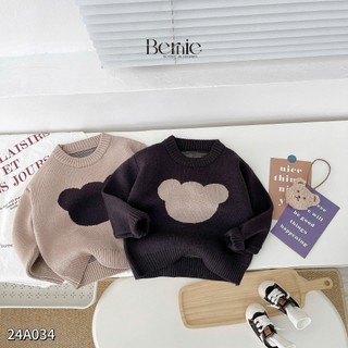 Áo len dài tay hình gấu unisex cho bé, áo len dày dặn giữ ấm, áo len hàng đẹp bé trai