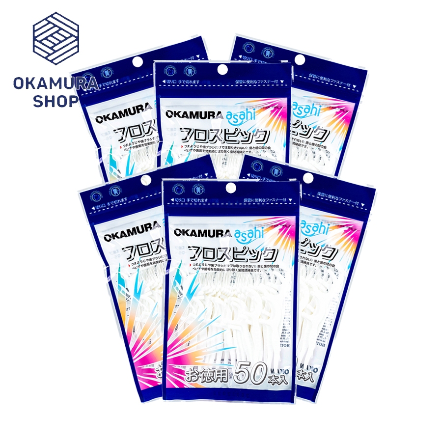 [COMBO 6] Tăm chỉ nha khoa Okamura Nhật Bản gói 50 cây