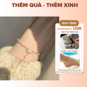 Lắc Tay Vàng Ngọc Trai Hình Nơ Đính Đá B119