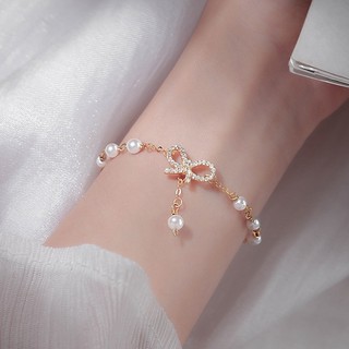 [🔥XƯỞNG SALE SẬP SÀN🔥] Lắc Tay Vàng Ngọc Trai Hình Nơ Đính Đá B119