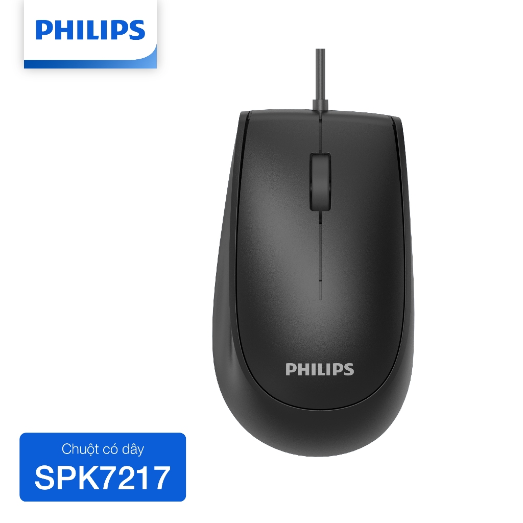 Chuột có dây Philips SPK7217 Chính Hãng – Thiết kế công thái học, dây USB bền, độ nhạy cao