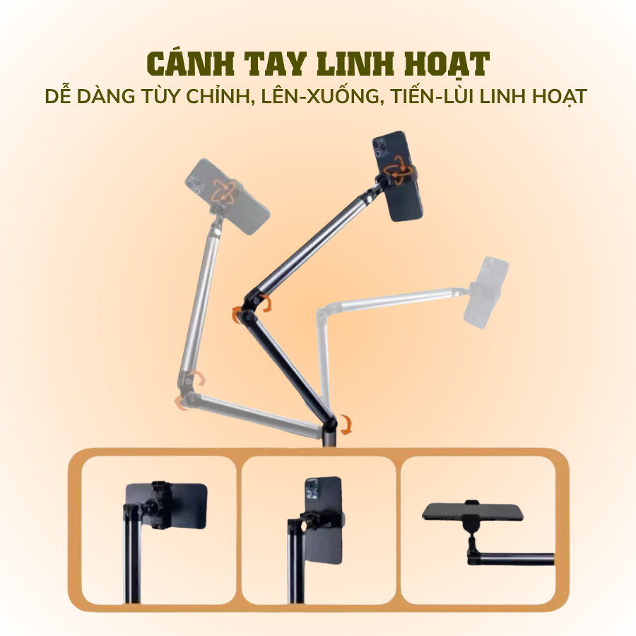 Giá đỡ điện thoại L0X3 Cao Cấp Chất Liệu Hợp Kim Nhôm, Xoay 360° Kẹp Livestream, Quay Video, Học Online