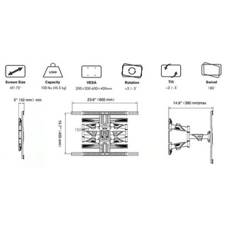 GIÁ TREO TIVI XOAY ĐA NĂNG NB - P6 40 - 80 INCH CHÍNH HÃNG
