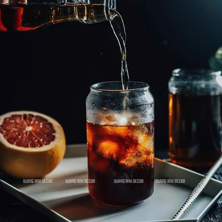 Cốc Thủy Tinh Hình Lon Coca Siêu Xinh, Chịu Nhiệt Cao - Phong Cách RETRO NHẬT BẢN Mới Cho Không Gian