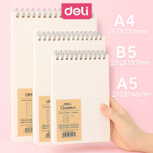 Vở Lò Xo Kép Deli Lật Ngang 160 Trang A5 B5 Bìa Nhựa Trong Caro 5x5 6x6 Kẻ Ngang Nét Đứt Sổ Ghi Chép Lưới Ô Vuông Nhỏ Gọ