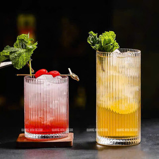 Cốc thủy tinh vân sọc dáng trụ uống cafe, trà sữa |Ly TT sọc DECOR quán cà phê, nhà hàng,ly cocktail