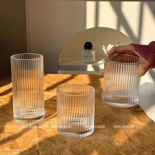 Cốc thủy tinh vân sọc dáng trụ uống cafe, trà sữa |Ly TT sọc DECOR quán cà phê, nhà hàng,ly cocktail