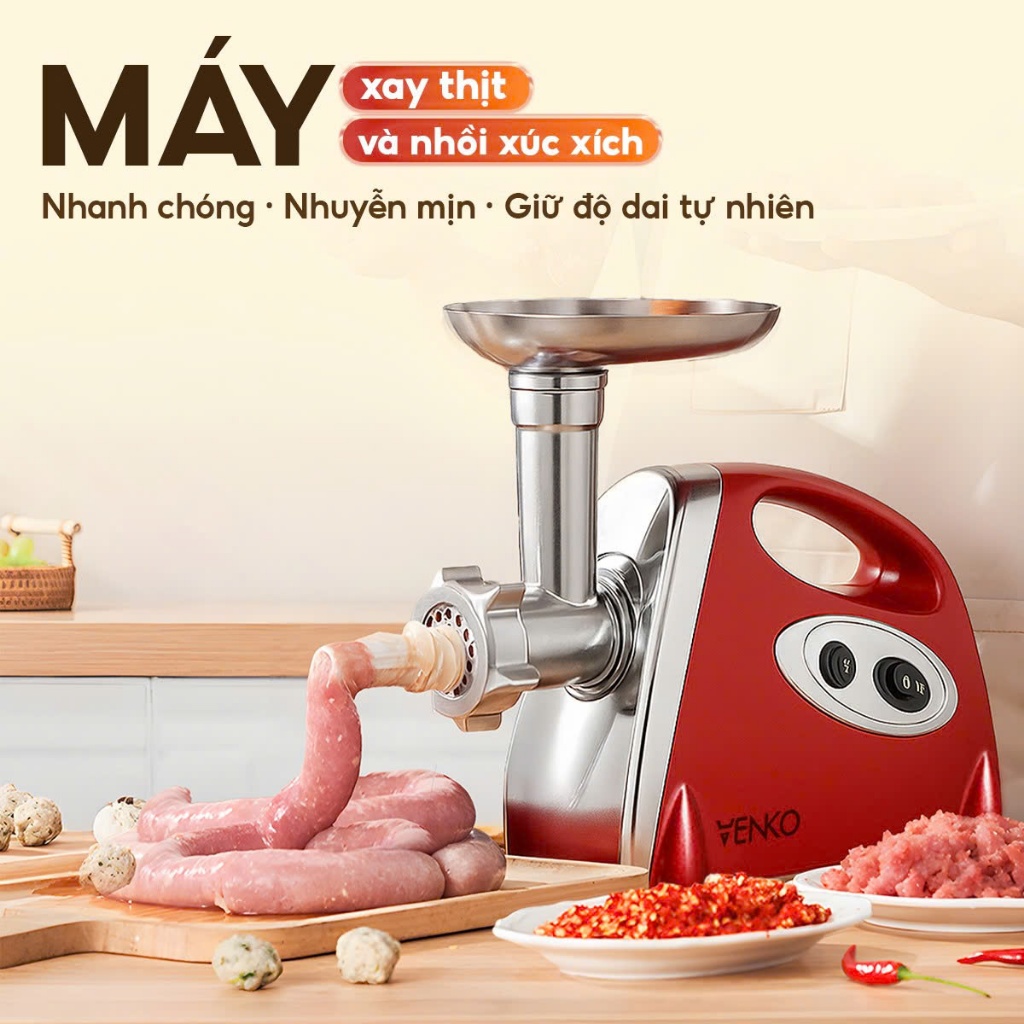 Máy Làm Xúc Xích Venko VK-MG2800 Công Suất 3000W Đa Năng Xay Nghiền Thịt Nhồi Xúc Xích Bảo Hành 12 Tháng