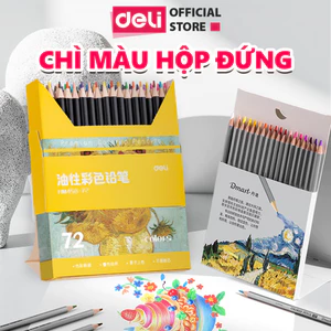 Màu Chì Gốc Dầu Hộp Đứng Cao Cấp Deli Chì Màu Hộp Giấy 36/48/72 Màu Lõi Dày Vẽ Tranh Tô Màu Chuyên Nghiệp