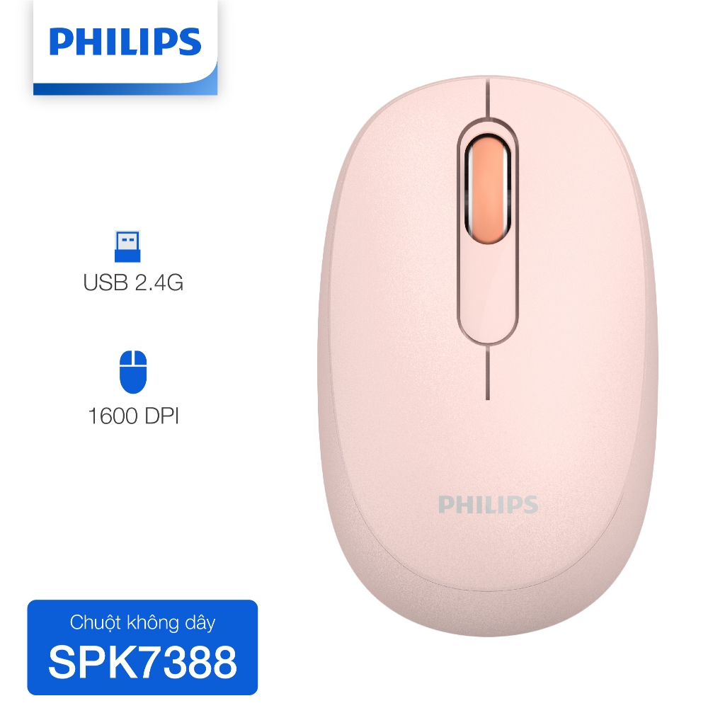 Chuột không dây Philips SPK7388 Chính Hãng – Kết nối 2.4GHz ổn định, pin lâu, thiết kế nhỏ gọn