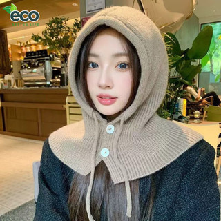 Mũ len trùm đầu nữ sợi len dệt cao cấp, Mũ choàng cổ 2 trong 1 giữ ấm mùa đông co giãn 4 chiều