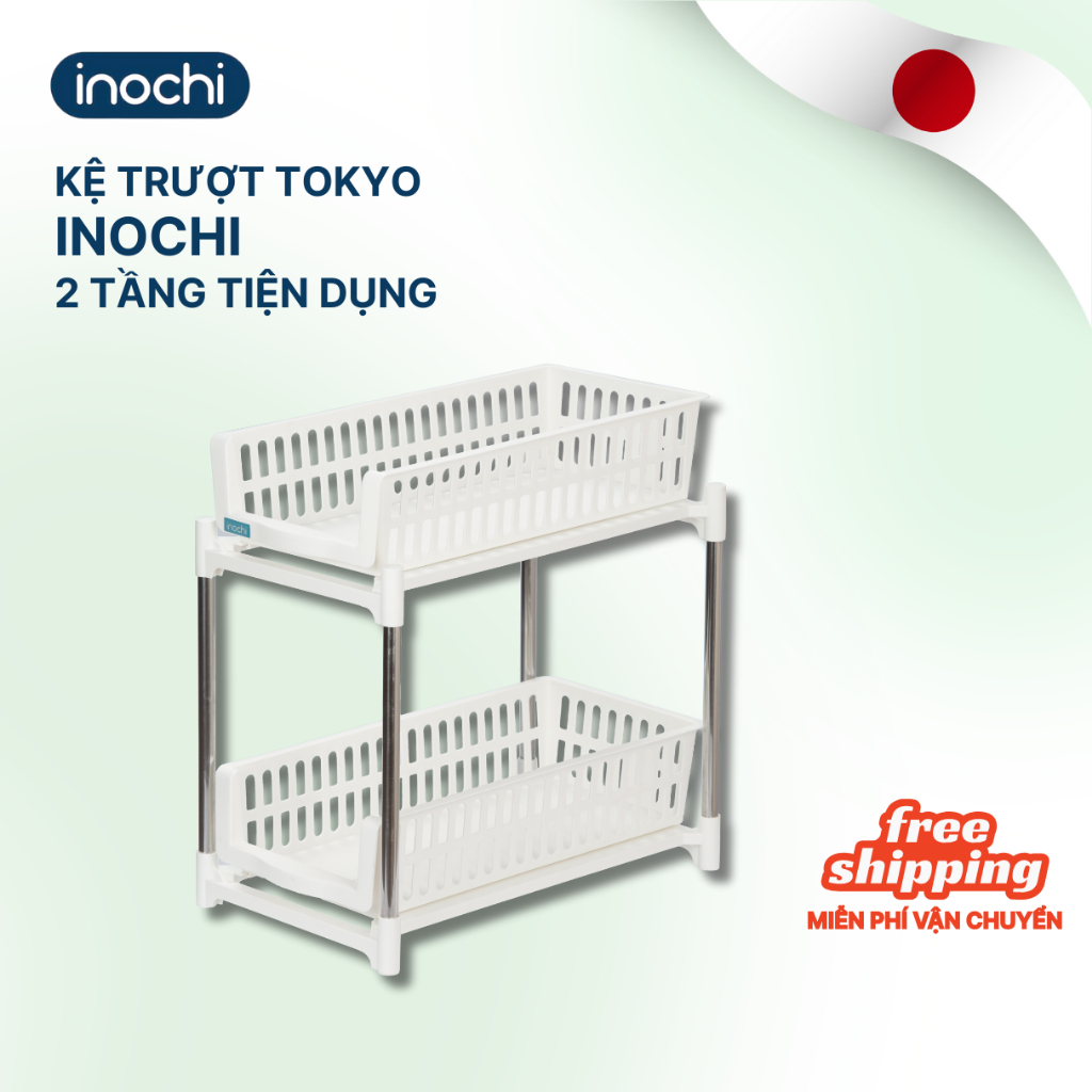Kệ TRƯỢT kệ đựng gia vị nhà bếp Tokyo Inochi đa năng thông minh 2 tầng chính hãng, tiện lợi