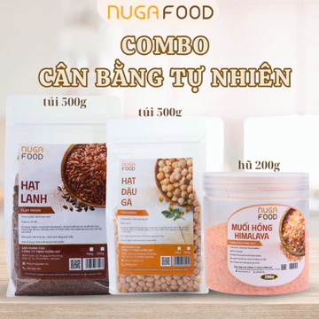 COMBO CÂN BẰNG TỰ NHIÊN NUGAFOOD - Muối hồng Himalaya[200g] + Hạt lanh[500g] + Hạt đậu gà[500g]