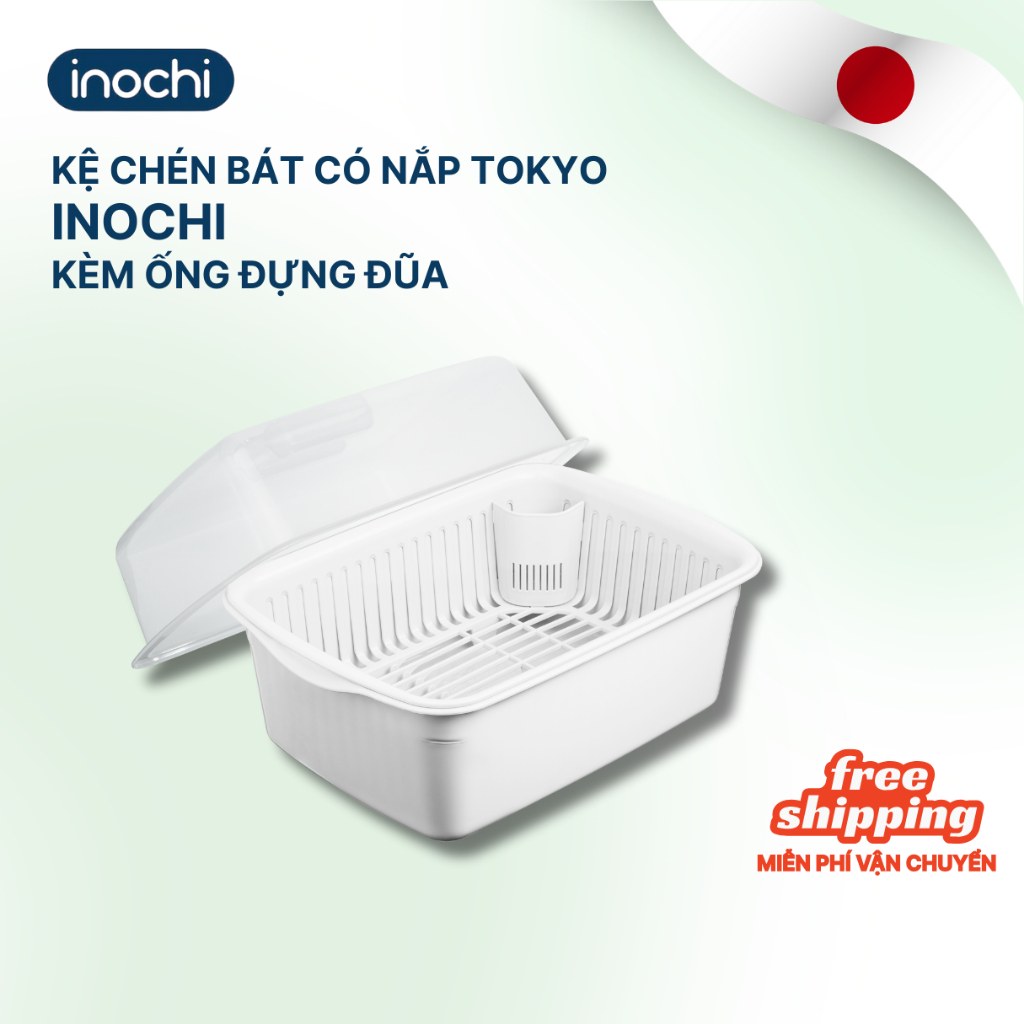 KỆ CHÉN BÁT CÓ NẮP đa năng đựng bát đĩa thìa đũa Tokyo Inochi - thông minh, nhựa cao cấp, an toàn