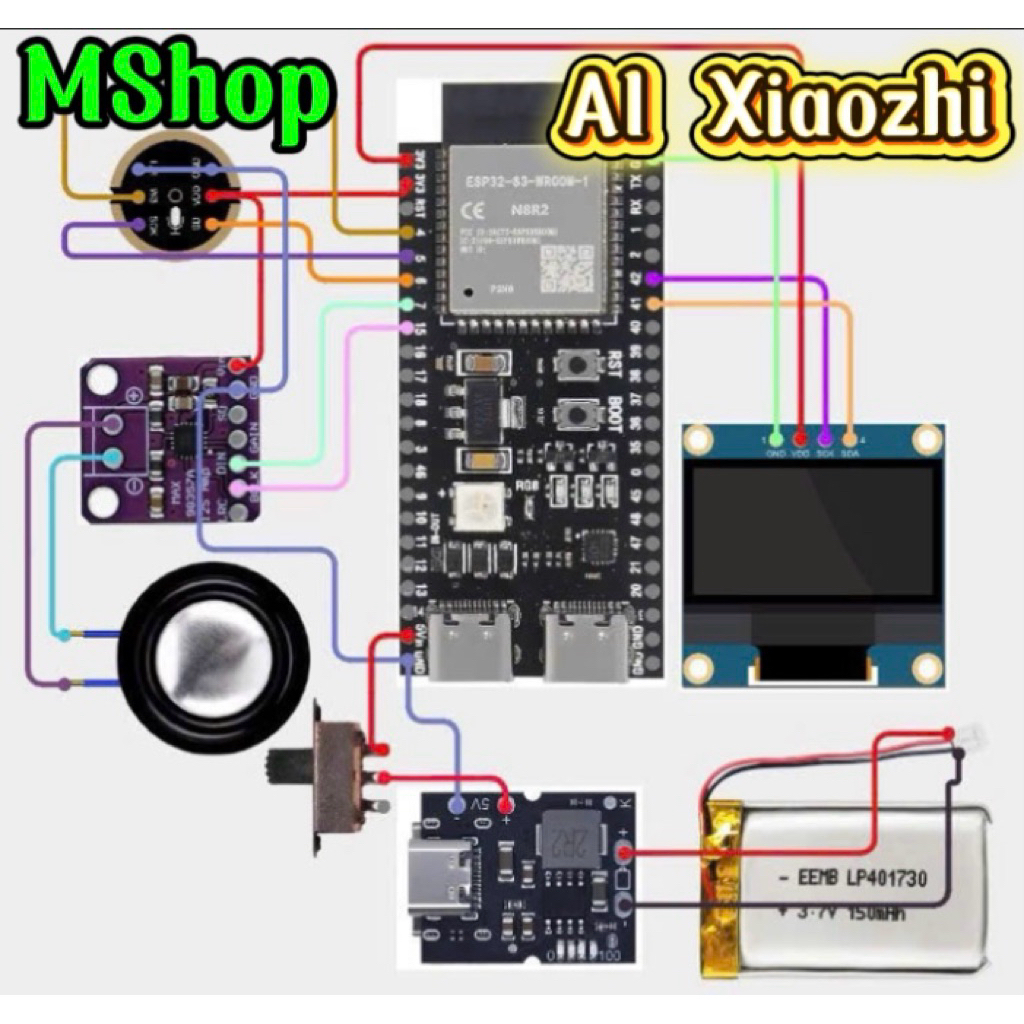 [C.Thơ] [Đã nạp code] Bộ thiết bị AI xiaozhi Esp32 S3 INMP441 Max98357 ...