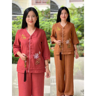 Tim 2Lớp Vải Vân Mây # Đồ Bộ Đi Chùa