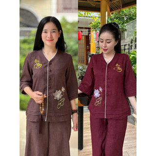 Tim 2Lớp Vải Vân Mây # Đồ Bộ Đi Chùa