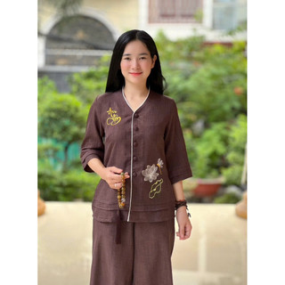 Tim 2Lớp Vải Vân Mây # Đồ Bộ Đi Chùa