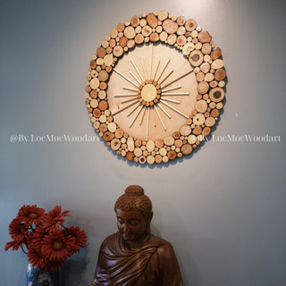 Tranh gỗ treo tường MẶT TRỜI LỘC MỘC - Trang trí không gian - Handmade Decor Nghệ Thuật thiên nhiên